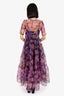 Staud Purple/Black Floral Print Tiered Maxi Dress With Slip Size XS