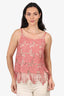 Alice + Oliva Salmon Embroidered Fringe Sleeveless Top Size 2