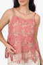 Alice + Oliva Salmon Embroidered Fringe Sleeveless Top Size 2