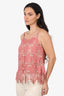 Alice + Oliva Salmon Embroidered Fringe Sleeveless Top Size 2
