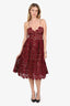 Self-Portrait Burgundy Floral Overlay Sleeveless Dress Size 2