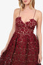 Self-Portrait Burgundy Floral Overlay Sleeveless Dress Size 2