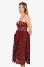 Self-Portrait Burgundy Floral Overlay Sleeveless Dress Size 2