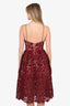 Self-Portrait Burgundy Floral Overlay Sleeveless Dress Size 2