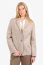 Acne Beige Wool/Cashmere Single Breasted Raw Edge Blazer Size 36