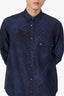 Louis Vuitton Navy/Blue Silk Monogram Shirt Size 38 Mens