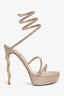 Rene Caovilla Pink Crystal 'Margot' Wrap Platform Heels Size 37.5