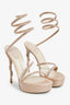 Rene Caovilla Pink Crystal 'Margot' Wrap Platform Heels Size 37.5