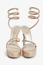 Rene Caovilla Pink Crystal 'Margot' Wrap Platform Heels Size 37.5