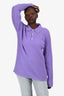 Guest In Residence Purple Cashmere Waffle Knit Long Sleeve Polo Sweater Size L