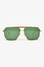 Bottega Veneta Gold Frame/Green Tinted Aviator Sunglasses