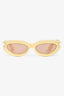 Bottega Veneta Gold Tone/Cream Rubber Oval Sunglasses