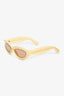 Bottega Veneta Gold Tone/Cream Rubber Oval Sunglasses