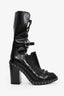 Pre-Loved Chanel™ 2013 Runway Black Leather 'Chain Obsession' Tall Boots with Leather Leg Insert Size 38