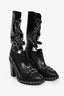 Pre-Loved Chanel™ 2013 Runway Black Leather 'Chain Obsession' Tall Boots with Leather Leg Insert Size 38