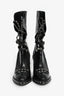 Pre-Loved Chanel™ 2013 Runway Black Leather 'Chain Obsession' Tall Boots with Leather Leg Insert Size 38