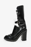 Pre-Loved Chanel™ 2013 Runway Black Leather 'Chain Obsession' Tall Boots with Leather Leg Insert Size 38