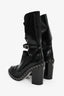 Pre-Loved Chanel™ 2013 Runway Black Leather 'Chain Obsession' Tall Boots with Leather Leg Insert Size 38
