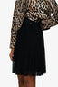 Pre-Loved Chanel™ Black Floral Lace Pleated Knee Length Skirt Size 34