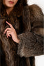 Vintage Brown/White Raccoon/Fox Fur Coat Estimate Size S
