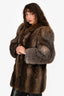 Vintage Brown/White Raccoon/Fox Fur Coat Estimate Size S