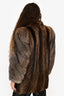 Vintage Brown/White Raccoon/Fox Fur Coat Estimate Size S