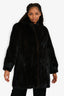Vintage Canadian Dark Ranch Mink Fur Long Coat Est. Size M