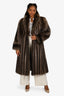 Vintage Brown/White Raccoon Fur Long Coat Est. Size S