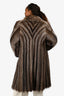 Vintage Brown/White Raccoon Fur Long Coat Est. Size S