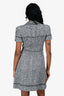 Chanel White/Black Tweed V-Neck Short Sleeve Shift Midi Dress Size 34