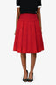 Pre-Loved Chanel™ Red Tweed Logo Pleated Mini Skirt Size 34