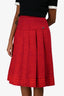 Pre-Loved Chanel™ Red Tweed Logo Pleated Mini Skirt Size 34