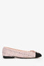 Pre-Loved Chanel™ Pink/Black Tweed CC Cap Toe Ballet Flats Size 36.5