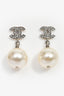 Pre-Loved Chanel™ 2022 Silver Tone CC Pearl Earrings