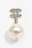 Pre-Loved Chanel™ 2022 Silver Tone CC Pearl Earrings
