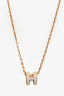 Hermès Rose Gold Toned/Taupe Enamel H Pop Necklace