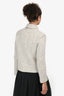 Maje White/Black Tweed Tie Detail Cropped Blazer Size 36