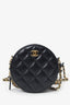 Pre-Loved Chanel™ 2020 Black Quilted Lambskin Romance Round Clutch with Chain