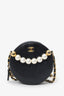 Pre-Loved Chanel™ 2019 Black Quilted Lambskin Round Chic Pearls Crossbody Bag