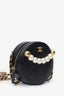 Pre-Loved Chanel™ 2019 Black Quilted Lambskin Round Chic Pearls Crossbody Bag