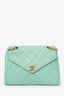 Pre-Loved Chanel™ 1996-97 Pastel Teal Lambskin Envelope Flap Shoulder Bag