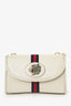 Gucci White Leather Small Sylvie Web Rajah Chain Bag With Extra Robe Strap