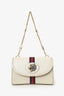 Gucci White Leather Small Sylvie Web Rajah Chain Bag With Extra Robe Strap