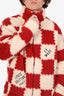 Louis Vuitton x Nigo 2022 Cream/Brick Red Checkered Fleece Zip-Up Jacket Size L Mens