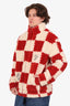 Louis Vuitton x Nigo 2022 Cream/Brick Red Checkered Fleece Zip-Up Jacket Size L Mens