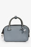 Delvaux Blue Grained Leather 'Cool Box' Nano Top Handle