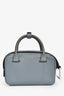 Delvaux Blue Grained Leather 'Cool Box' Nano Top Handle