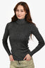 Diane von Furstenberg Grey/Black Merino Wool Turtleneck Size S
