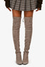 Stuart Weitzman Taupe Suede Thigh High Heeled Boots Size 7.5