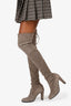 Stuart Weitzman Taupe Suede Thigh High Heeled Boots Size 7.5